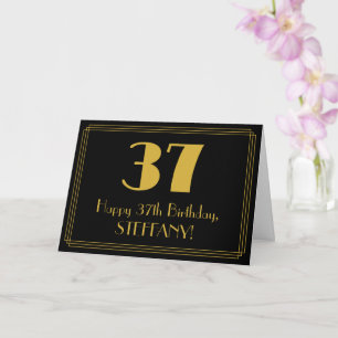 Carte 37ème anniversaire : Art Déco Inspiré Look "37" + 
