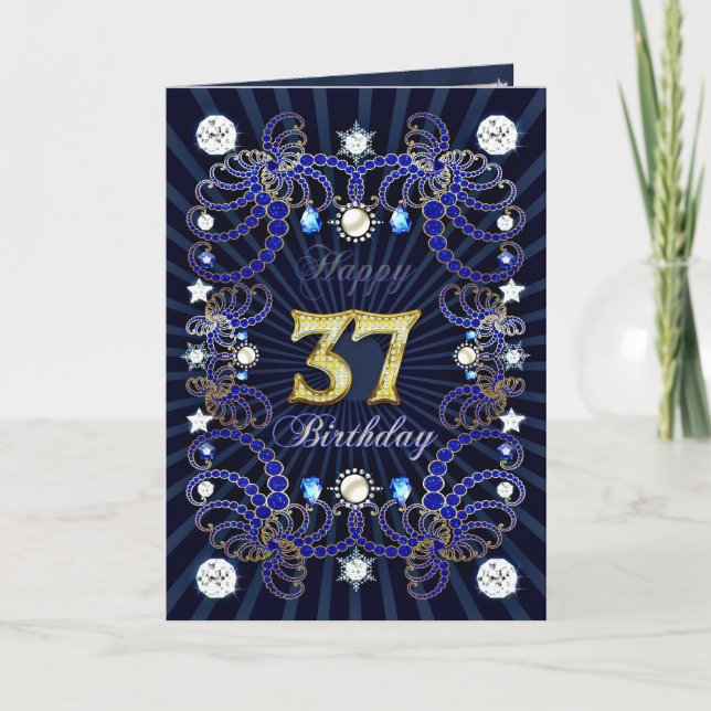 Carte 37th birthday card with mesure of jewels (Devant)