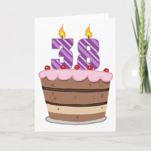 Carte 38 ans sur le gâteau d'anniversaire