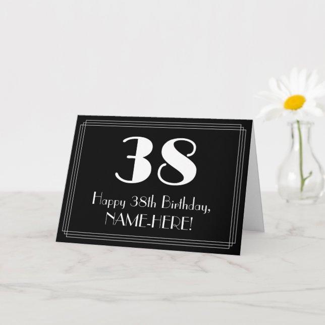 Carte 38e anniversaire ~ Art Déco Inspiré Look "38", Nom (Petite plante)