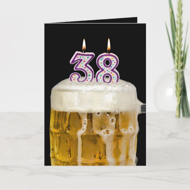Carte 38e Anniversaire Bière en noir (Devant)