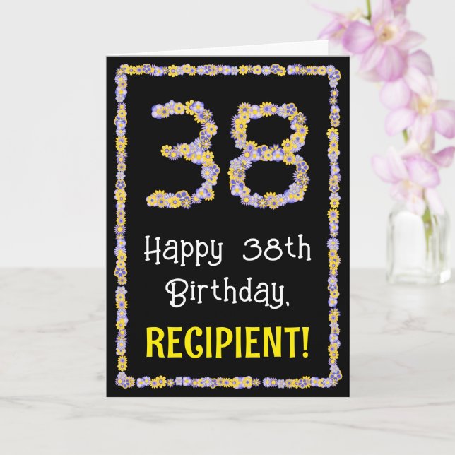 Carte 38e Anniversaire : Fleurs Florales Nombre, Nom Per (Orchidée)