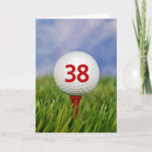 Carte 38e anniversaire Golf Ball on Red Tee