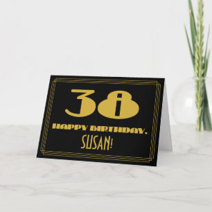 Carte 38e Anniversaire : Nom + Look inspiré de l'Art déc