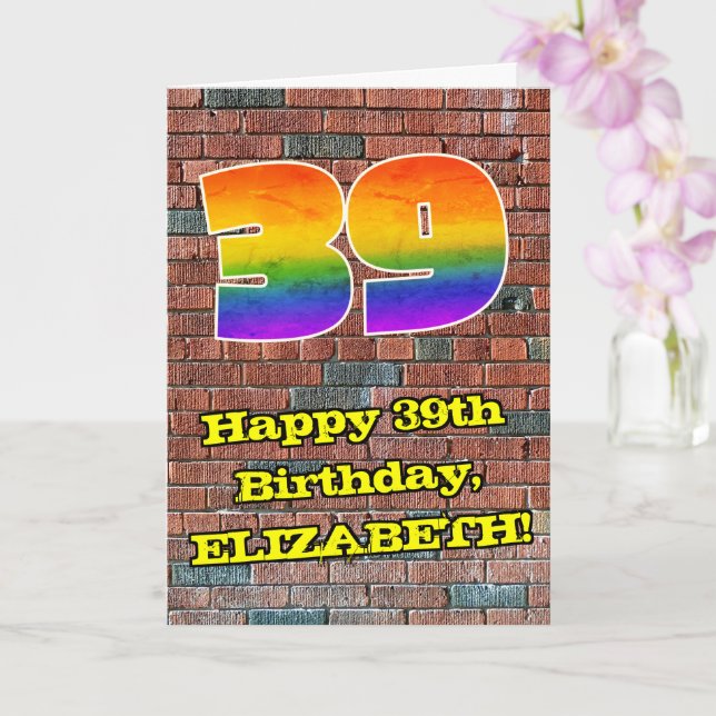 Carte 39e anniversaire : Arc-en-ciel amusant inspiré par (Orchidée)