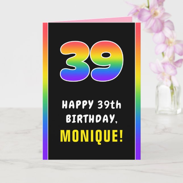 Carte 39e anniversaire : Arc-en-ciel coloré # 39, Nom pe (Orchidée)