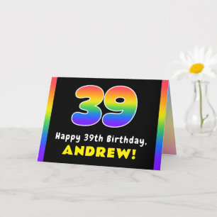 Carte 39e anniversaire : Arc-en-ciel coloré # 39, Nom pe