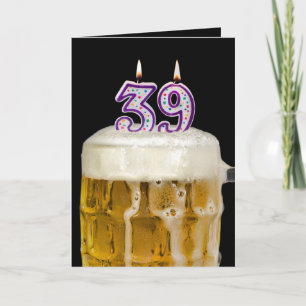 Carte 39e Anniversaire Bière en noir