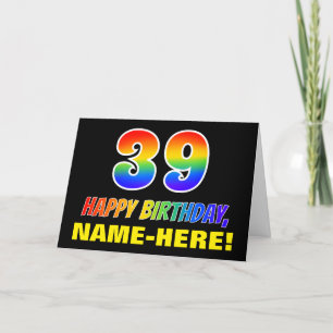 Carte 39e anniversaire : Bold, amusant, simple, arc-en-c