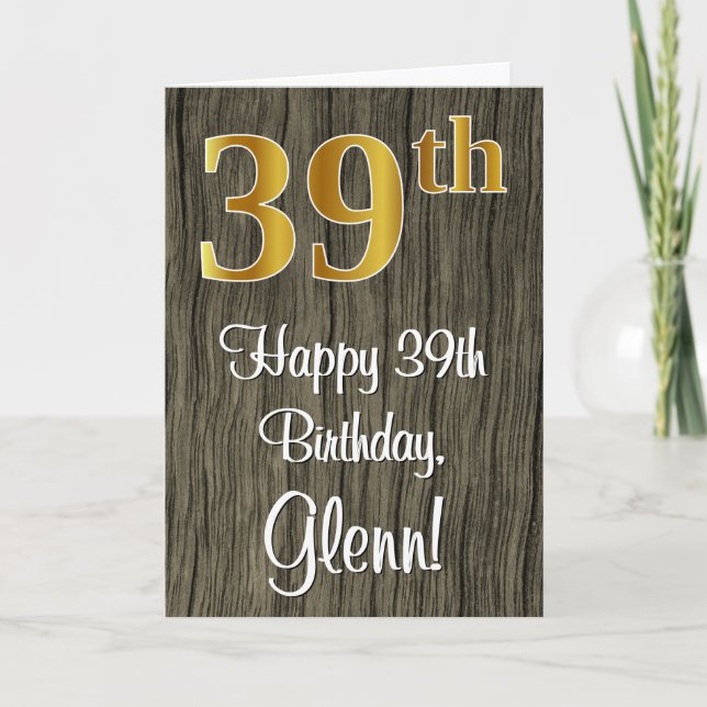 Carte 39e anniversaire : Elégant Faux Gold Look #, Faux  (Devant)