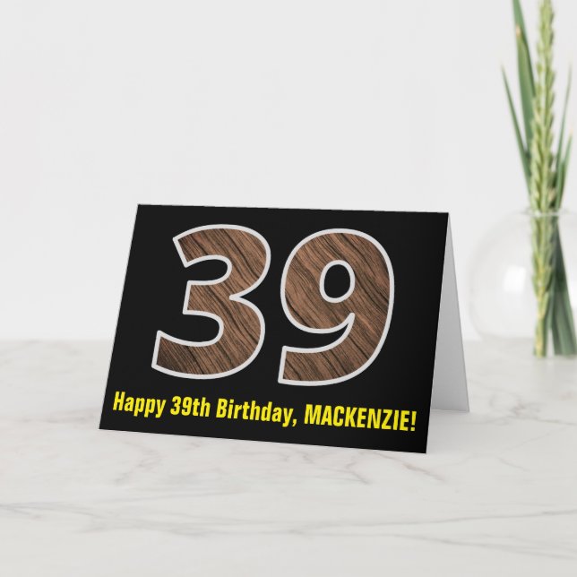Carte 39e anniversaire : Nom + Faux Motif de grains de b (Devant)
