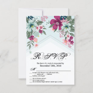 Carte 3.5x5 R.S.V.P. Fleurs tropicales sur Blue Om