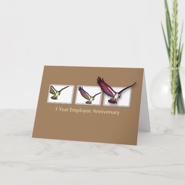 Carte 3 Anniversaire de l'employé Félicitations Bird (Devant)