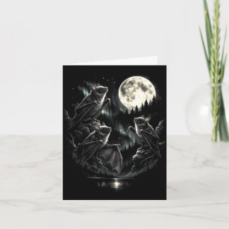 Carte 3 chauves-souris hurlant à la lune vintage drôle 8