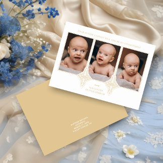 Carte 3 Photos Collage Flourish Fake Effect Godparents 