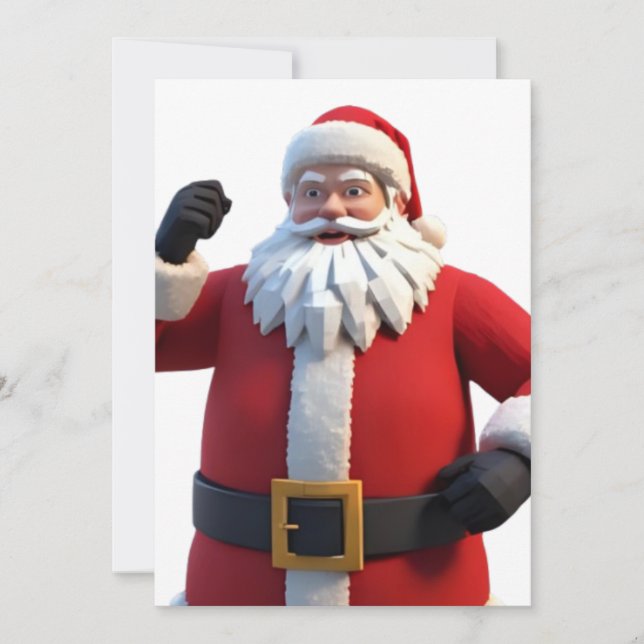 Carte 3D Santa Claus Christmas Greeting Card – Festive H (Devant)