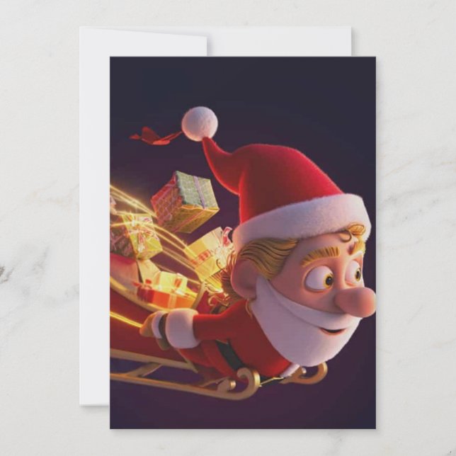 Carte 3D Santa Claus Christmas Greeting Card – Festive H (Devant)