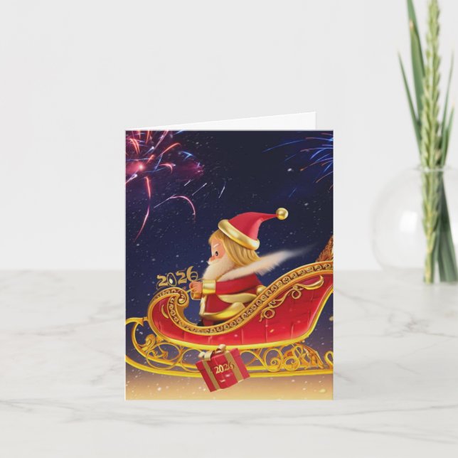 Carte 3D Santa Claus Christmas Greeting Card – Festive H (Devant)