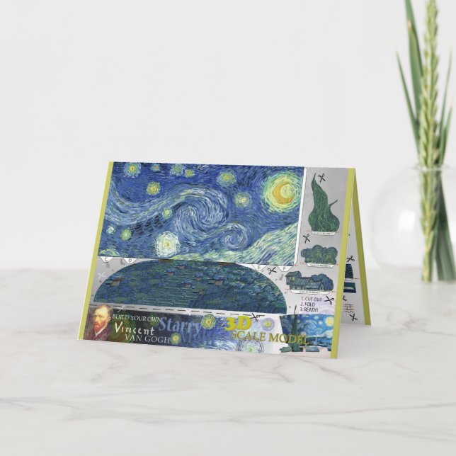 Carte 3D Van Gogh Starry Night Paper Craft (Devant)
