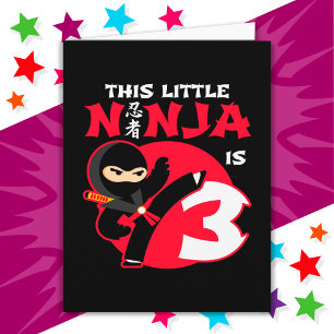 Carte 3e anniversaire 3 ans fête des enfants Little Ninj