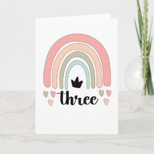 Carte 3e anniversaire Boho Rainbow Party Enfants 3 ans