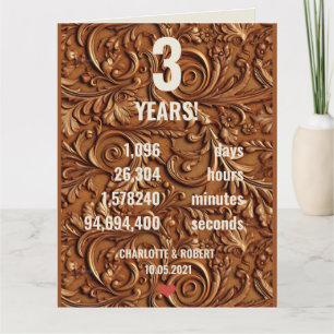 Carte 3e anniversaire de mariage en cuir