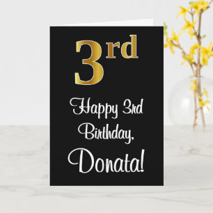 Carte 3e Anniversaire ~ Élégant Luxueux Faux Aspect Or #