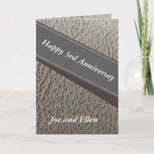 Carte 3e anniversaire, Faux Leather Anniversaire