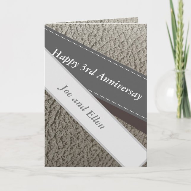 Carte 3e anniversaire, Faux Leather Anniversaire (Devant)