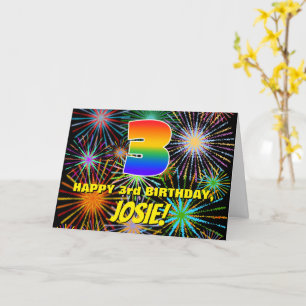 Carte 3e anniversaire : Feu d'artifice festif amusant et