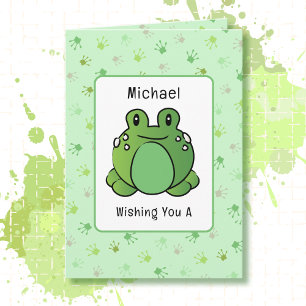 Carte 3e anniversaire mignonne grenouille caricature de 