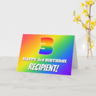 Carte 3e anniversaire : Motif arc-en-ciel multicolore n°