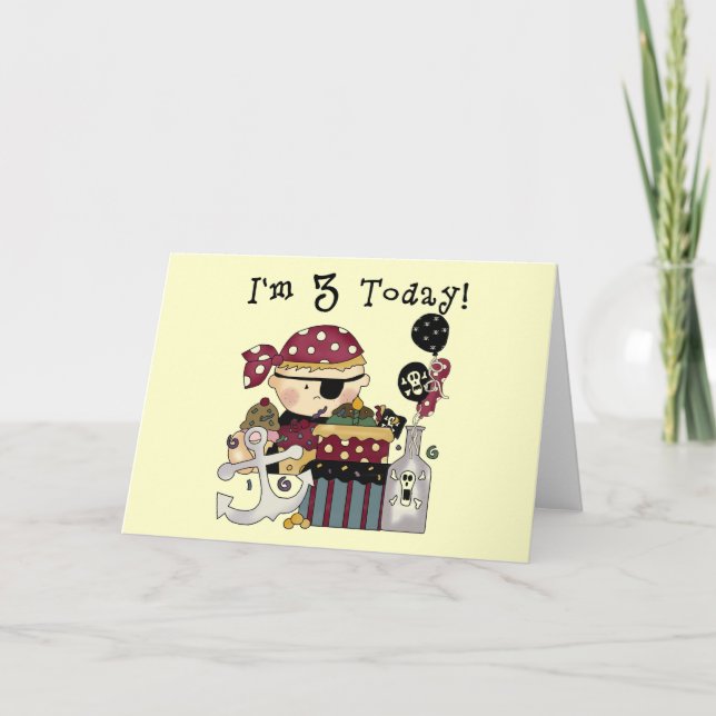 Carte 3e anniversaire Pirate Tshirts et cadeaux (Devant)