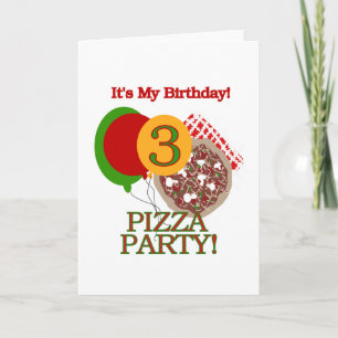 Carte 3e fête de pizza Tshirts et cadeaux d'anniversaire