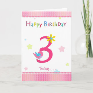 Carte 3ème fille heureuse d'anniversaire