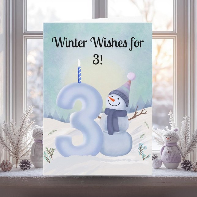 Carte  3rd Birthday Snowman with Snowy Three (Créateur téléchargé)
