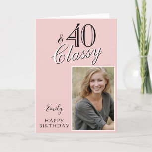 Carte 40 ans et élégant Rose Pâle 40e Anniversaire Photo