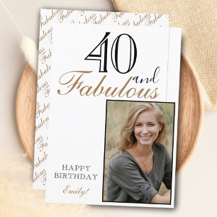 Carte 40 ans et Fabuleux Élégant Joyeux Anniversaire Pho