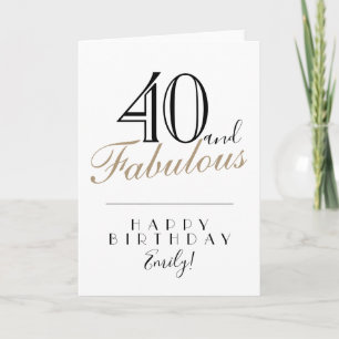 Carte 40 ans et Fabuleux Élégante Typographie 40e Annive