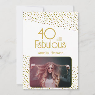 Carte 40 ans et Fabuleux Paillettes Dorées Photo 40e Ann