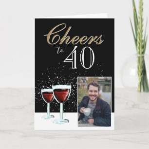 Carte 40 Elégant vin rouge Photo 40e Anniversaire