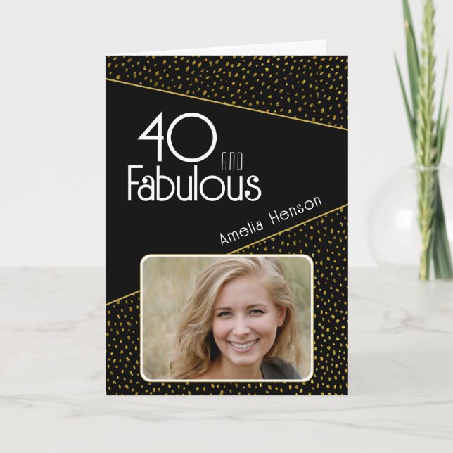 Carte 40 et fabuleuse Parties scintillant d'or Photo 40e (Devant)