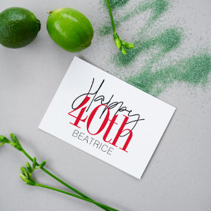 Carte 40 et fabuleux 40e anniversaire Script