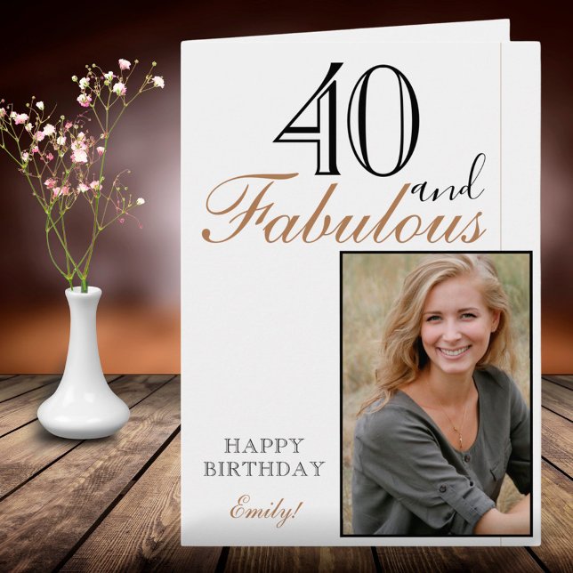 Carte 40 et fabuleux moderne Elegant Photo Anniversaire (Créateur téléchargé)