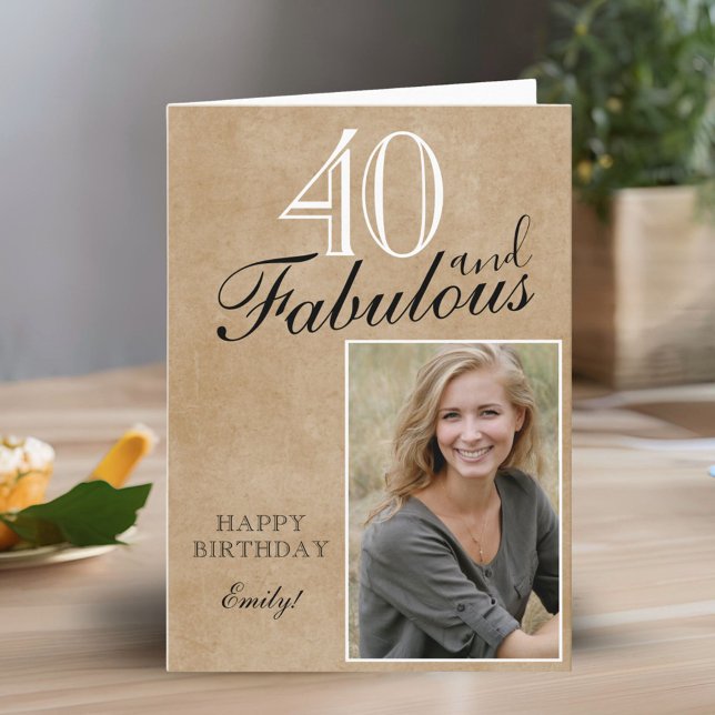 Carte 40 et fabuleux Rustic Elegant photo d'anniversaire (Créateur téléchargé)
