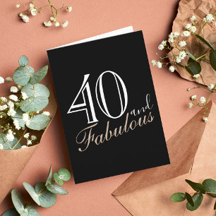 Carte 40 et fabuleux script moderne Noir 40 Anniversaire