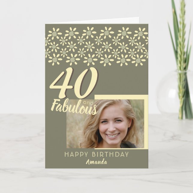 Carte 40 & Fabuleux Daisy Flower Watercolor photo (Devant)