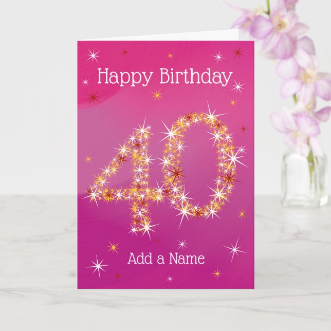 Carte 40e anniversaire - 40 ans - Nombre d'étoiles - ros (Orchidée)