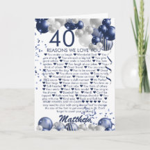 40e anniversaire 40 raisons Nous vous aimons Bleu