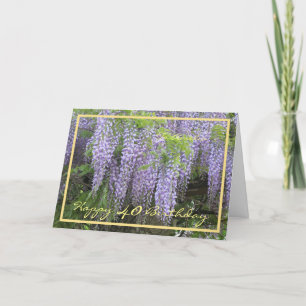 Carte 40e anniversaire Amelia Wisteria Elegant Gold Fram